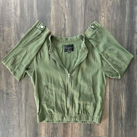 Sanctuary Lightweight Jacket Military Green Full Zip w/ Pockets Women's Medium - Picture 5 of 5